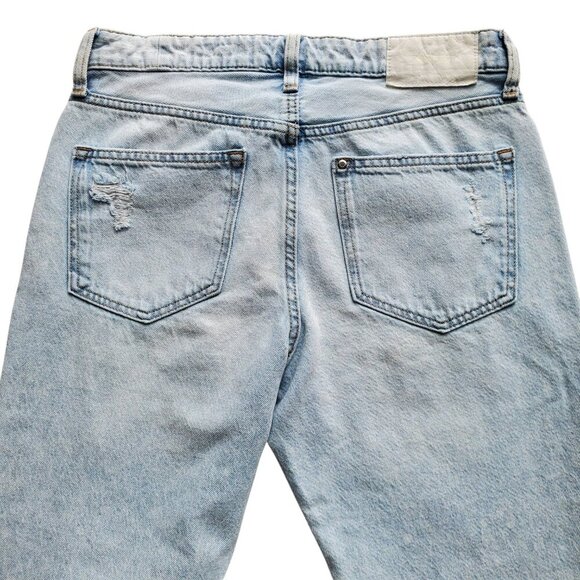 H&M & Denim Boyfriend Low Waist Light Wash Distressed Straight Leg Jeans Size 6 - Picture 5 of 15
